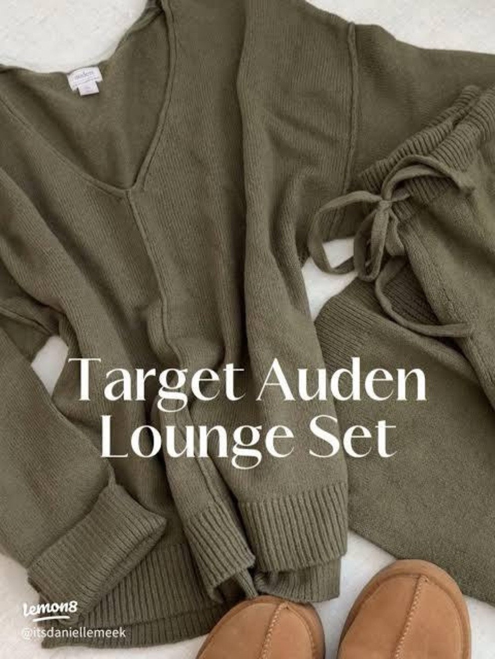 Auden Olive Green Cozy Knit Lounge Set